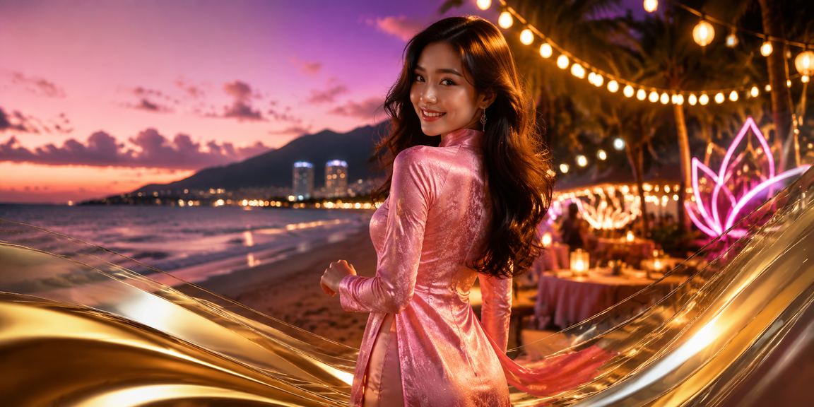 Người chơi casino tại Đà Nẵng mặc áo dài truyền thống với điện thoại trên tay