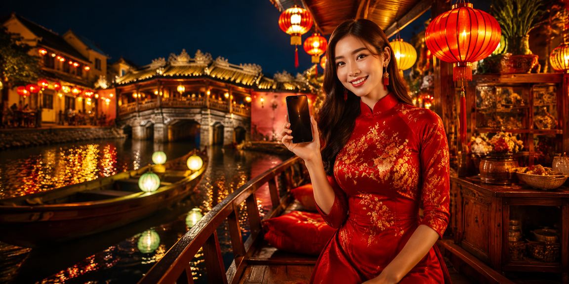 Người dùng đăng ký và nhận thưởng tại quán cà phê phố cổ Hội An