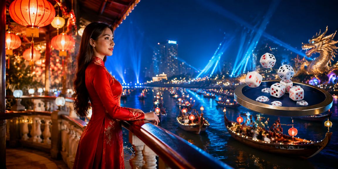 Người chơi mặc áo dài truyền thống tham gia trò chơi tài xỉu xúc xắc tại lễ hội Ninh Bình